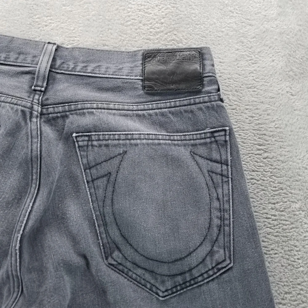 True Religion Jeans Mens 34x32 Gray Rocco Slim Straight‎ Charcoal Made In Italy
